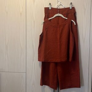 No. 6 Store Co-ord Two piece set in terracotta linen highwaist set